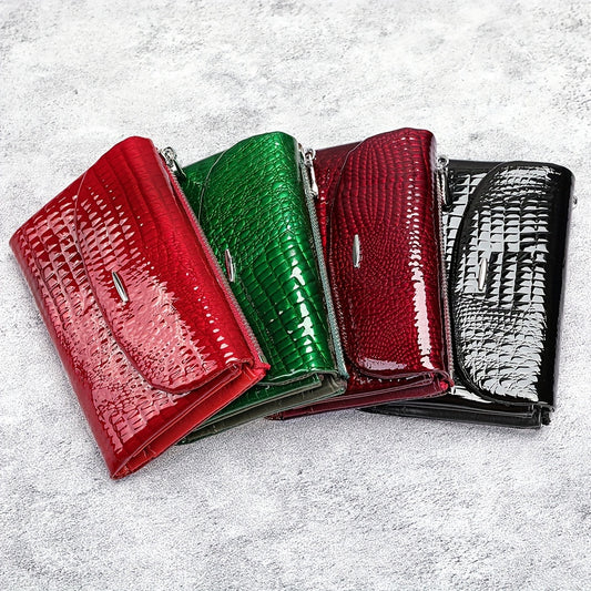 Vintage Leather Bi-fold Wallet with Zipper Closure & Flap Pocket