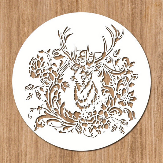 Big Deer Stencil 13.8 Inch Reusable Floral Deer Painting Template