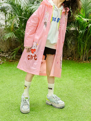 Lovely Kitty Graphic PVC Raincoat Poncho for Girls Boys