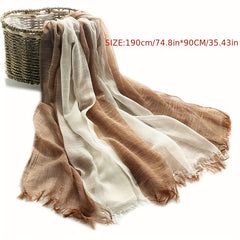 Vintage Block Scarf Thin Tassel Shawl Casual Windproof Head Wrap