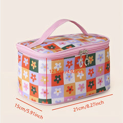 Floral Print Makeup Bag with Handle - Toiletry Bag for Women