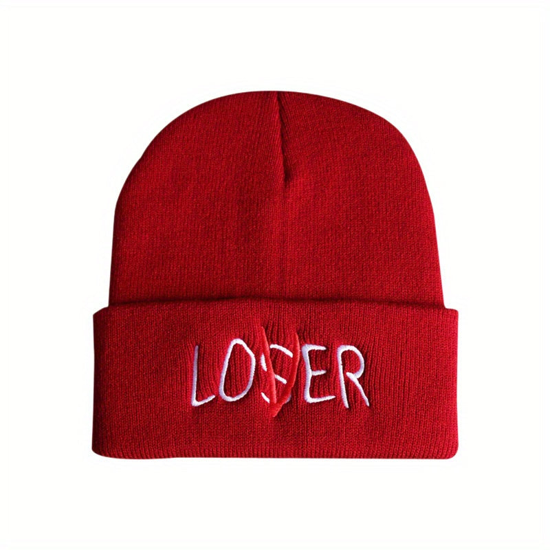 Unisex Skiing Pullover with LOSER Embroidery Knit Hat