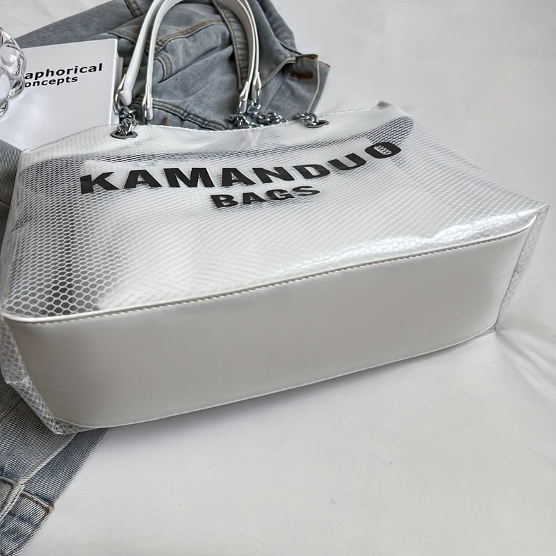 Large Shoulder Tote Bag with Transparent Jelly Design