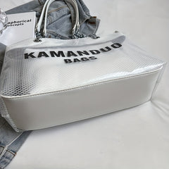 Large Shoulder Tote Bag with Transparent Jelly Design