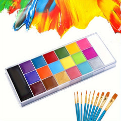 Waterproof Face Paint Kit with 10 Brushes and Stickers Red Body Art Set