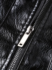 Men's PU Leather Zip Up Jacket Windproof Waterproof Top