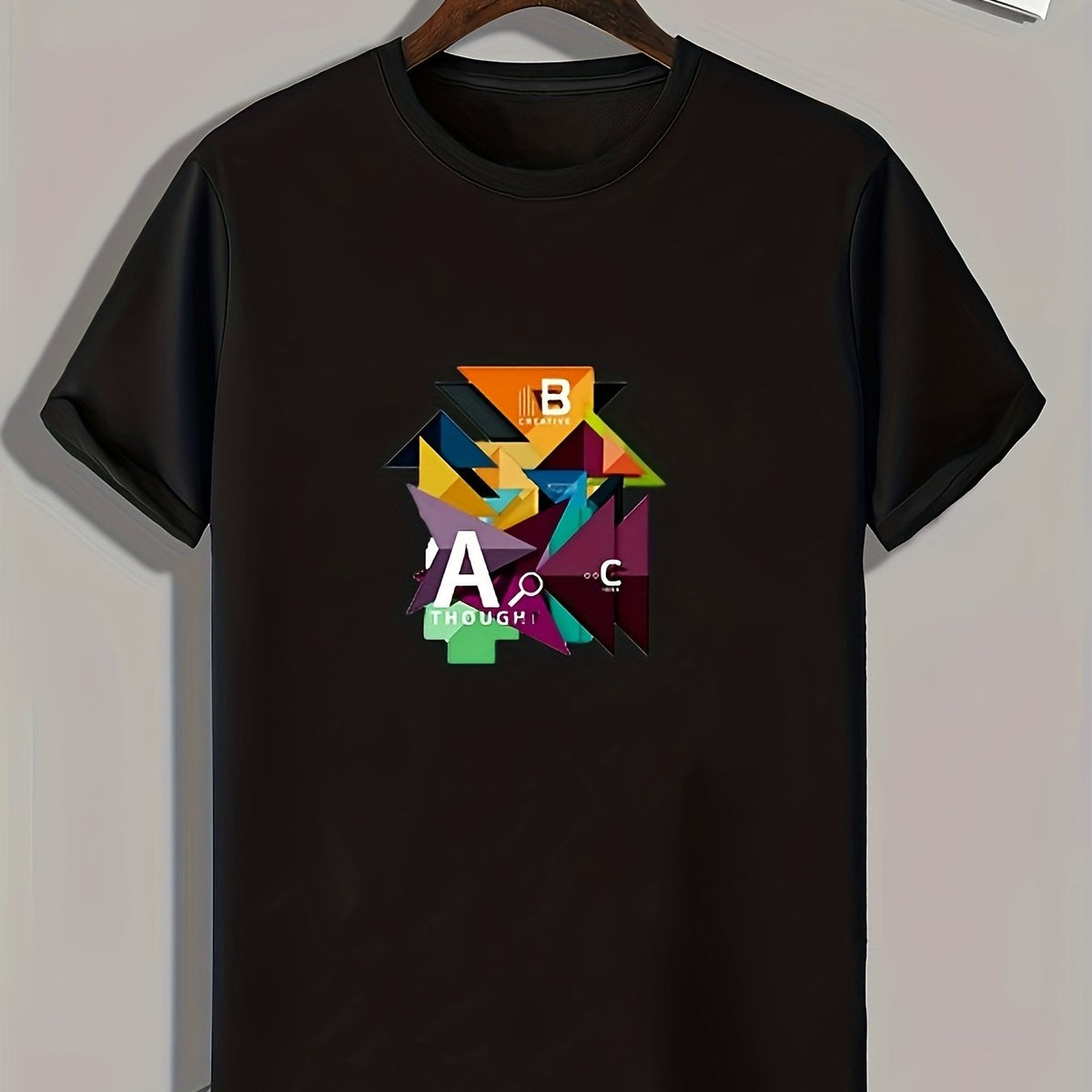 Men's Geometric Pattern Print Slim Fit T-shirt for Spring Summer