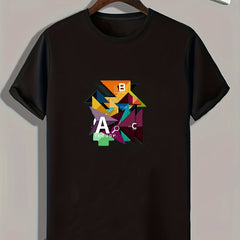 Men's Geometric Pattern Print Slim Fit T-shirt for Spring Summer