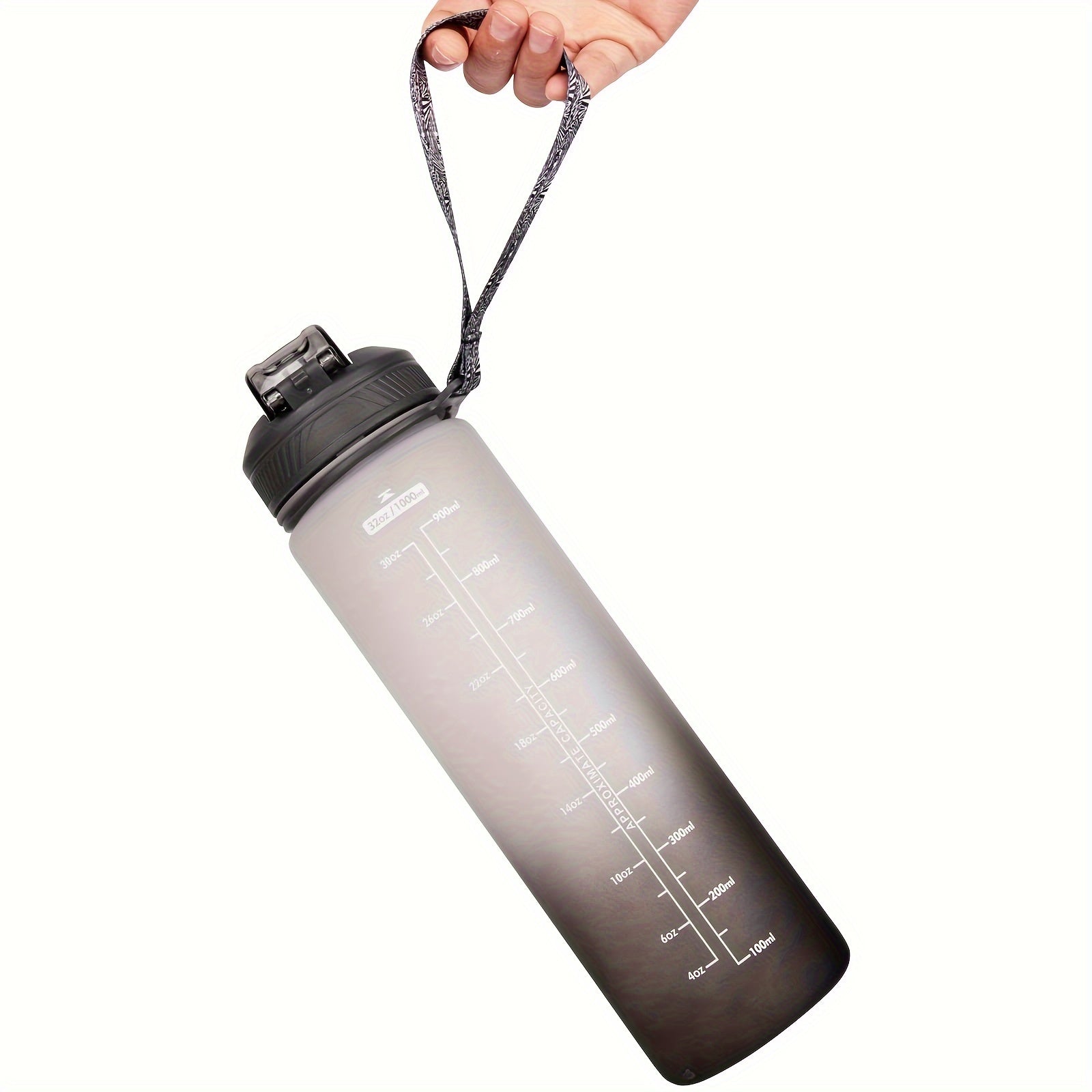 1000ml Sports Water Bottle with Straw Gradient Design Time Marker