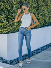 Slim Fit Skinny Leg Jeans High Waist Denim Pants