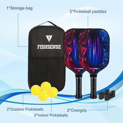 Carbon Fiber Pickleball Paddles Set of 2 Lightweight Rackets