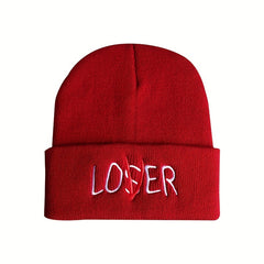 Unisex Skiing Pullover with LOSER Embroidery Knit Hat