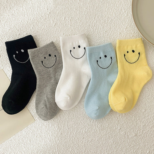 Smiling Face Pattern Cotton Crew Socks for Kids