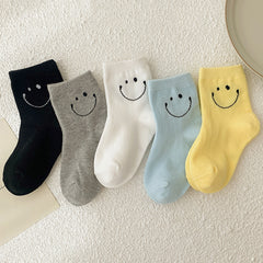 Smiling Face Pattern Cotton Crew Socks for Kids