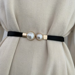 Faux Pearl Thin Belt for Women Dress Decoration