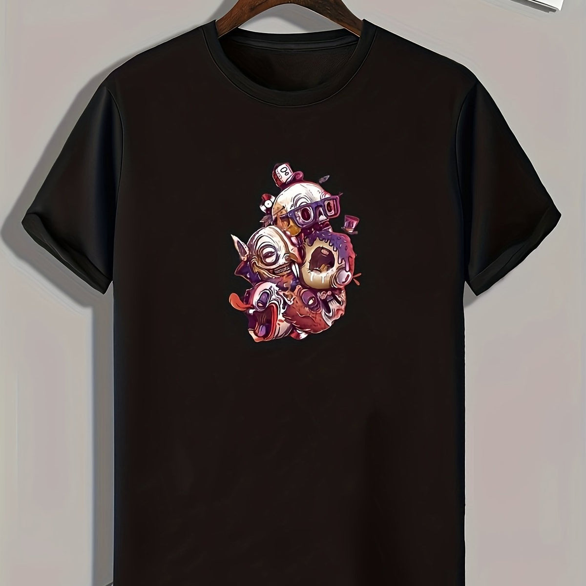 Funny Cartoon Print Men's Graphic T-shirt for Summer
