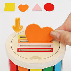 Wooden Sorting Toy with Two Lids Three Play Modes