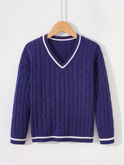 Kids Uniform Knitted Pullovers V-neck Sweaters School Clothes