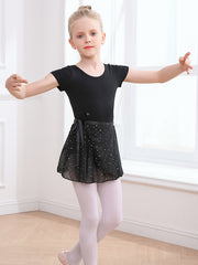 Girl's Ballet Leotards Sleeveless Dancing Suit With Sequin Exercise Skirt