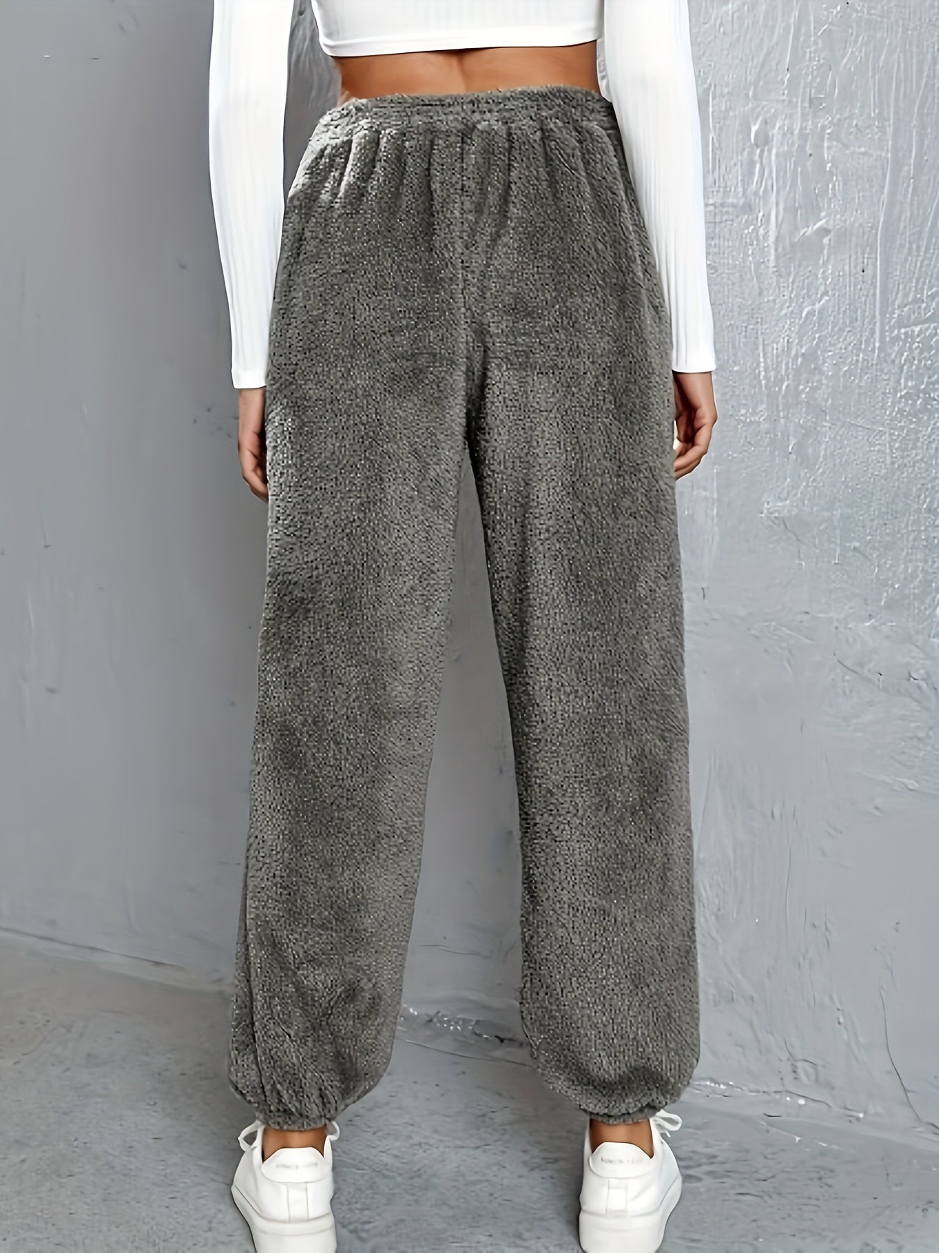  Warm Fleece Joggers Elastic Waist Pants