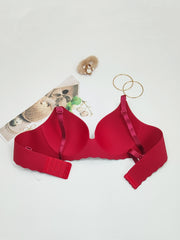 2pcs Romantic Scallop Trim Push Up Bras