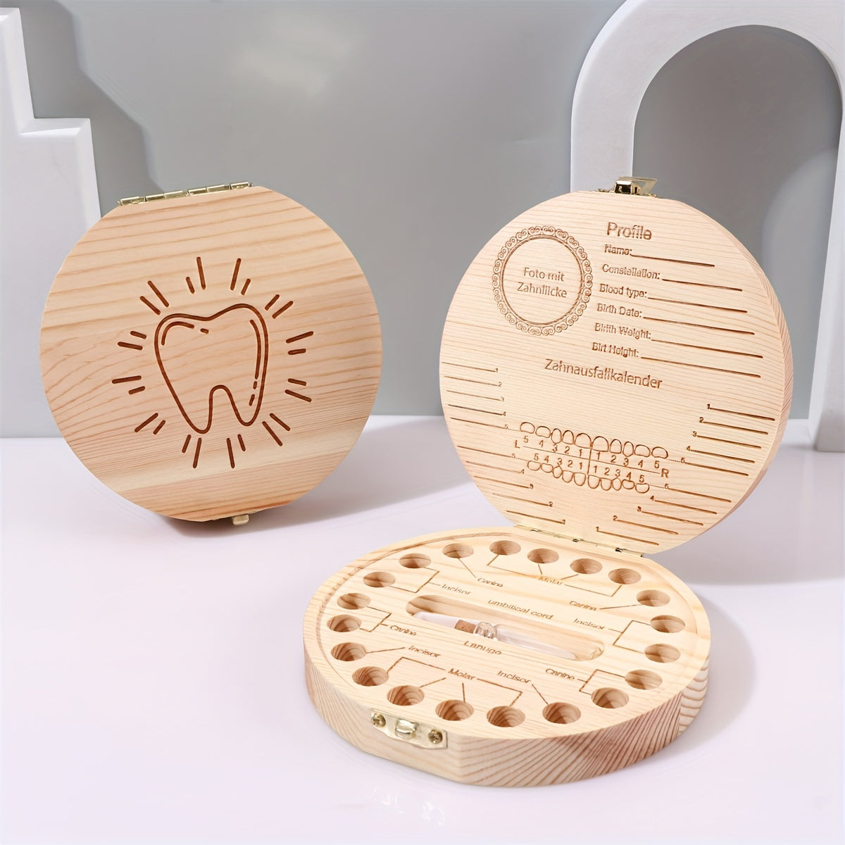 Kids Tooth Storage Box, Milk Teeth Wood Organizer