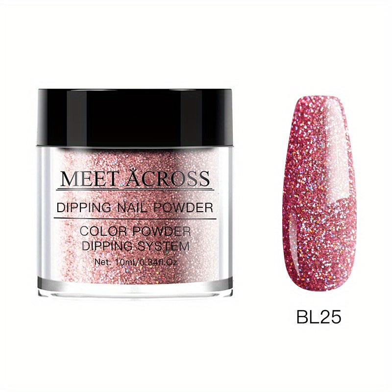 7 Colors Glitter Nails Dip Powder Kit for French Nails DIY Home Salon