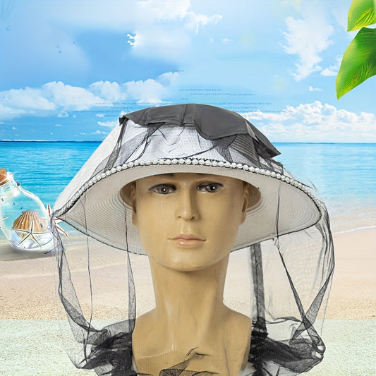 Anti Mosquito Fishing Mesh Hat with Face Cover for Night Fishing