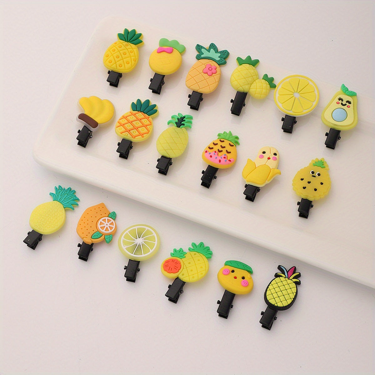 18pcs Baby Girls Fruit Hair Clip Pineapple Pear Duck Billed Clip