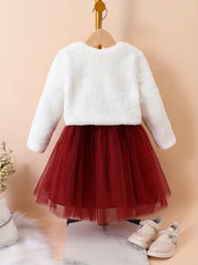 Girl's Floral Mesh Dress & Cardigan Set Casual Outfits Spring Autumn