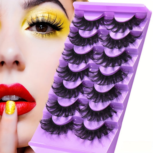 Faux Mink False Eyelashes Thick Curling Extension Makeup 7 Pairs