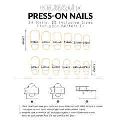 24pcs French Tip Press On Nails Acrylic Glossy Tips for Halloween