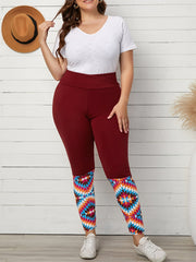 Graphic Print High Waist Pants + Skinny Pants Women's Plus
