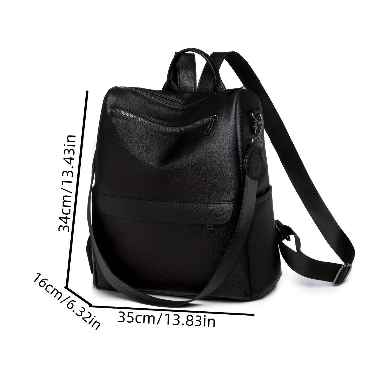 Large Capacity PU Leather School Backpack Casual Travel Bag