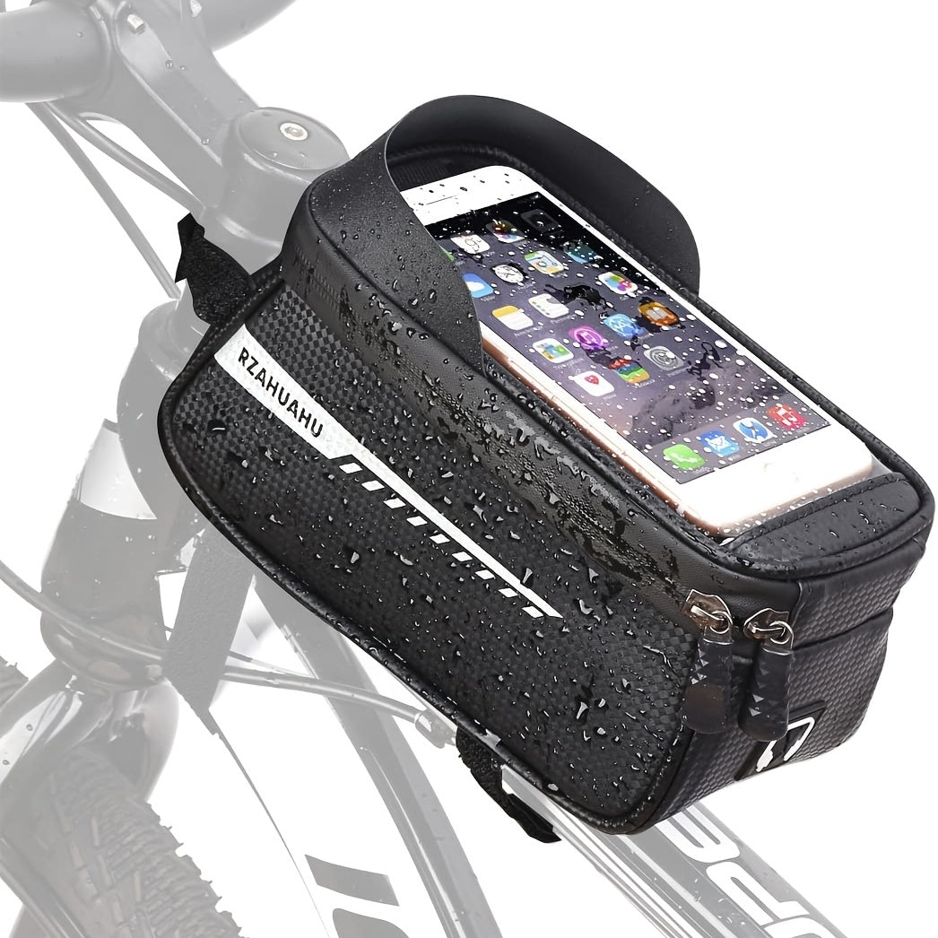 Waterproof Bike Front Frame Bag with Phone Holder Cycling Storage Accessory