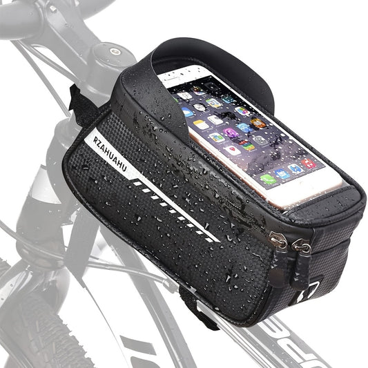 Waterproof Bike Front Frame Bag with Phone Holder Cycling Storage Accessory