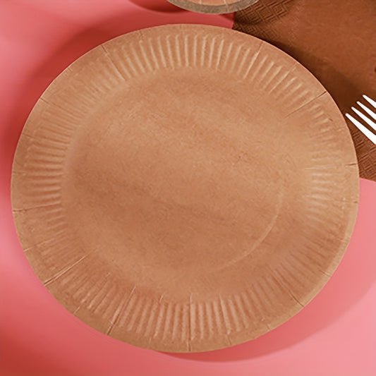 10pcs Disposable Kraft Paper Tableware Set for Wedding Birthday Picnic