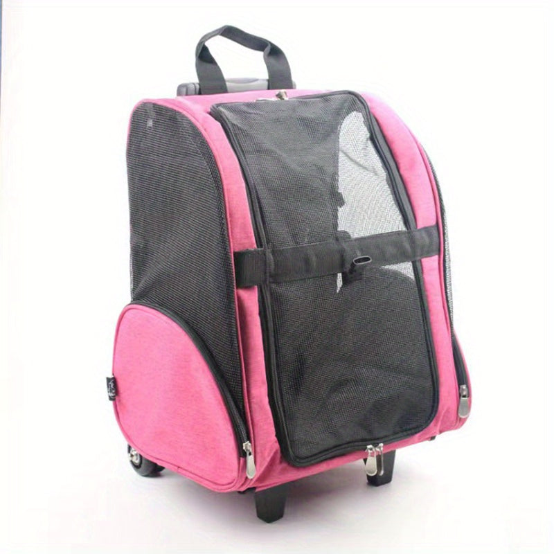 Dog Backpack Pet Travel Carrier with Double Wheels