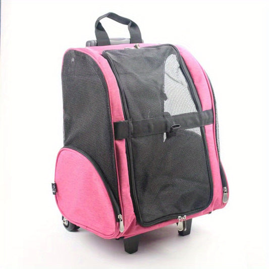 Dog Backpack Pet Travel Carrier with Double Wheels