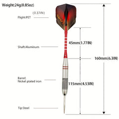 3pcs 24g Stainless Steel Tip Darts for Indoor & Outdoor Games
