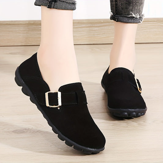 Women's Comfy Slip On Loafers with Buckle Strap
