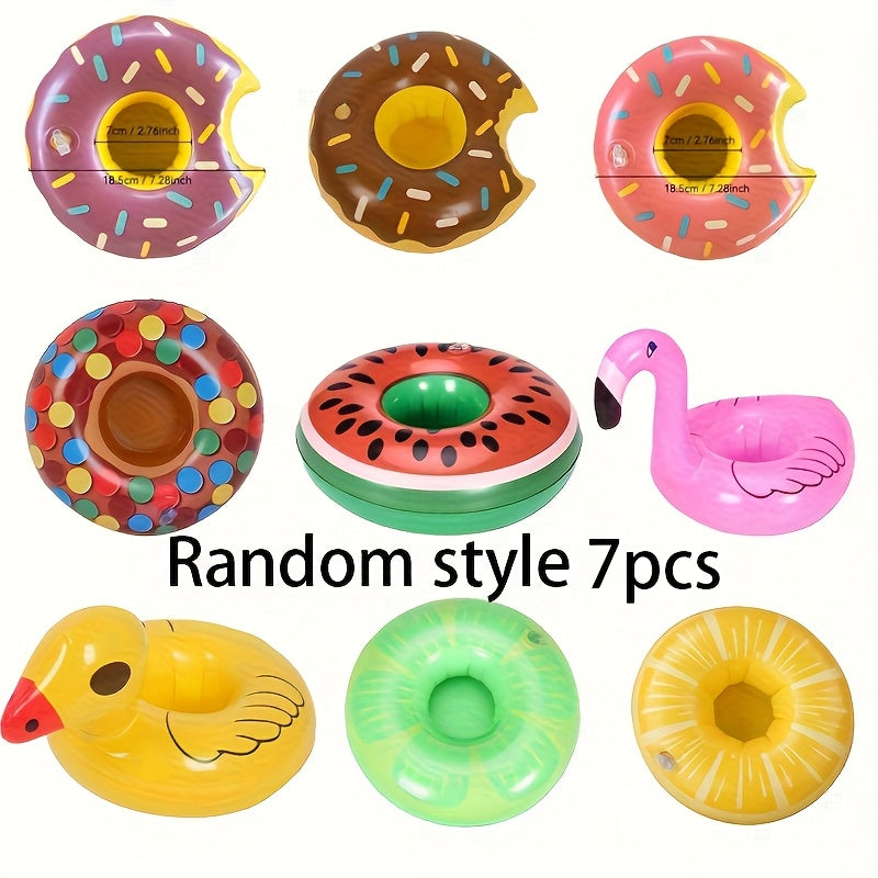 Inflatable Drink Holders Tropical Cup Donut Pineapple Pool Floats
