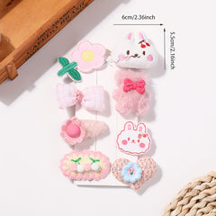 Plush Cartoon Rabbit Flower Hair Clip For Girls Baby