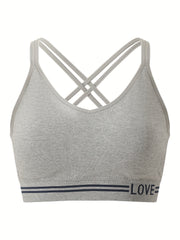  Sports Bra High Stretch Split Strap Cross Back Sports Bra
