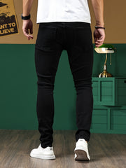 Mens Stretch Ripped Jeans Casual Street Style Denim Pants