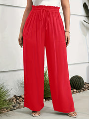  Solid Wide Leg Trousers With Pockets