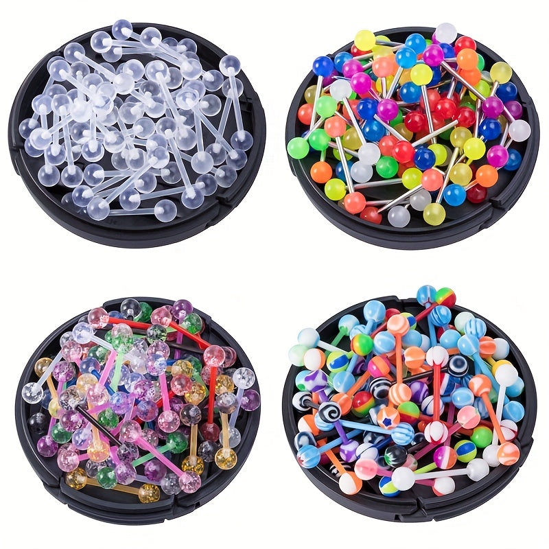 10pcs Colorful Acrylic Ball Tongue Barbell Stud Nipple Ring Tragus
