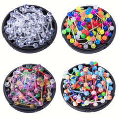 10pcs Colorful Acrylic Ball Tongue Barbell Stud Nipple Ring Tragus