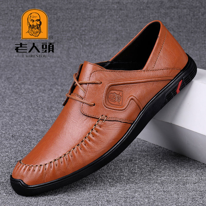 LAORENTOU Men's Leather Casual Shoes Comfortable Breathable Anti-skid