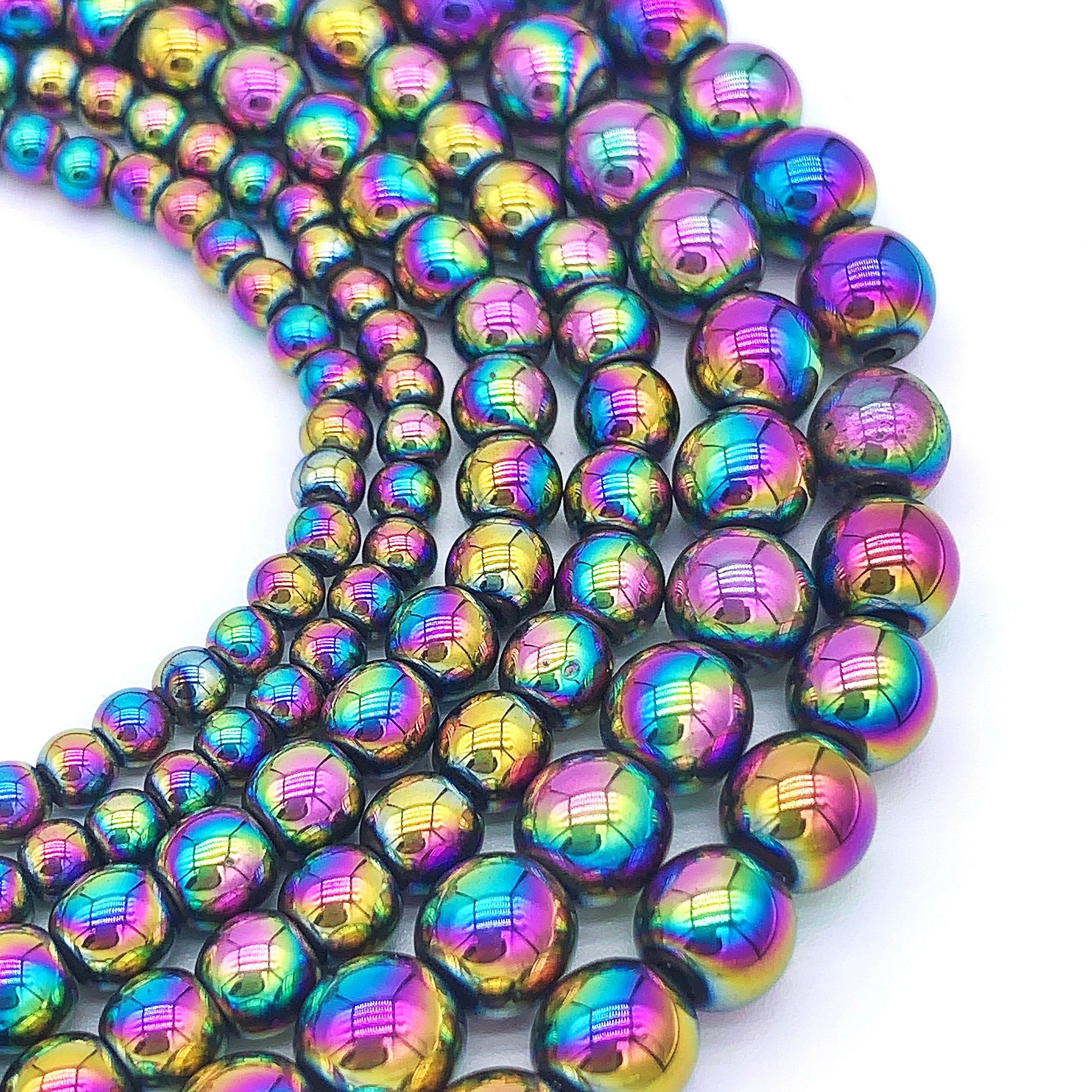 Natural Rainbow Hematite Beads Spacer Beads for DIY Bracelet Jewelry Making